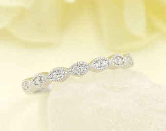 14K Diamond Art Deco Wedding Band / Diamond Ring / Art Deco Ring / Diamond Wedding Band / Matchable Band Ring / Stackable Ring / Rose Gold