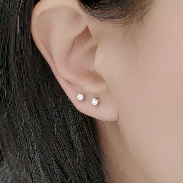 0.20ct (pair) 14K Gold Diamond Stud Earring / Lab Diamond Earring / Dainty Earring / Lab Grown Diamond Earring / 14K White Gold Earrings