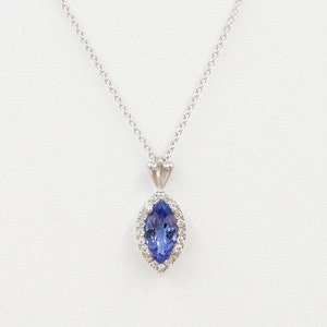 14K Marquise Tanzanite Diamond Necklace / Tanzanite Pendant Necklace / White Gold / Diamond Necklace / Tanzanite Diamond Necklace image 1