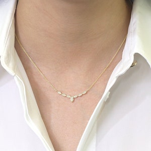 14K Diamond Art Deco Necklace / Diamond Necklace / Art Deco Necklace / Diamond Vintage Necklace / Diamond Pendant / Everyday Necklace