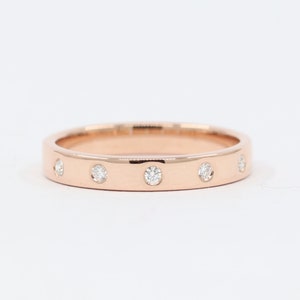 14K Diamond Bezel Wedding Band / Diamond Ring / Bezel Band / Diamond Wedding Ring / Matchable Band Ring / Stackable Ring / Yellow Gold