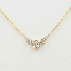 14K 3 Diamond Bezel Simple Necklace / Diamond Necklace / Diamond Bezel Necklace / Everyday Necklace / Simple Necklace / Yellow Gold