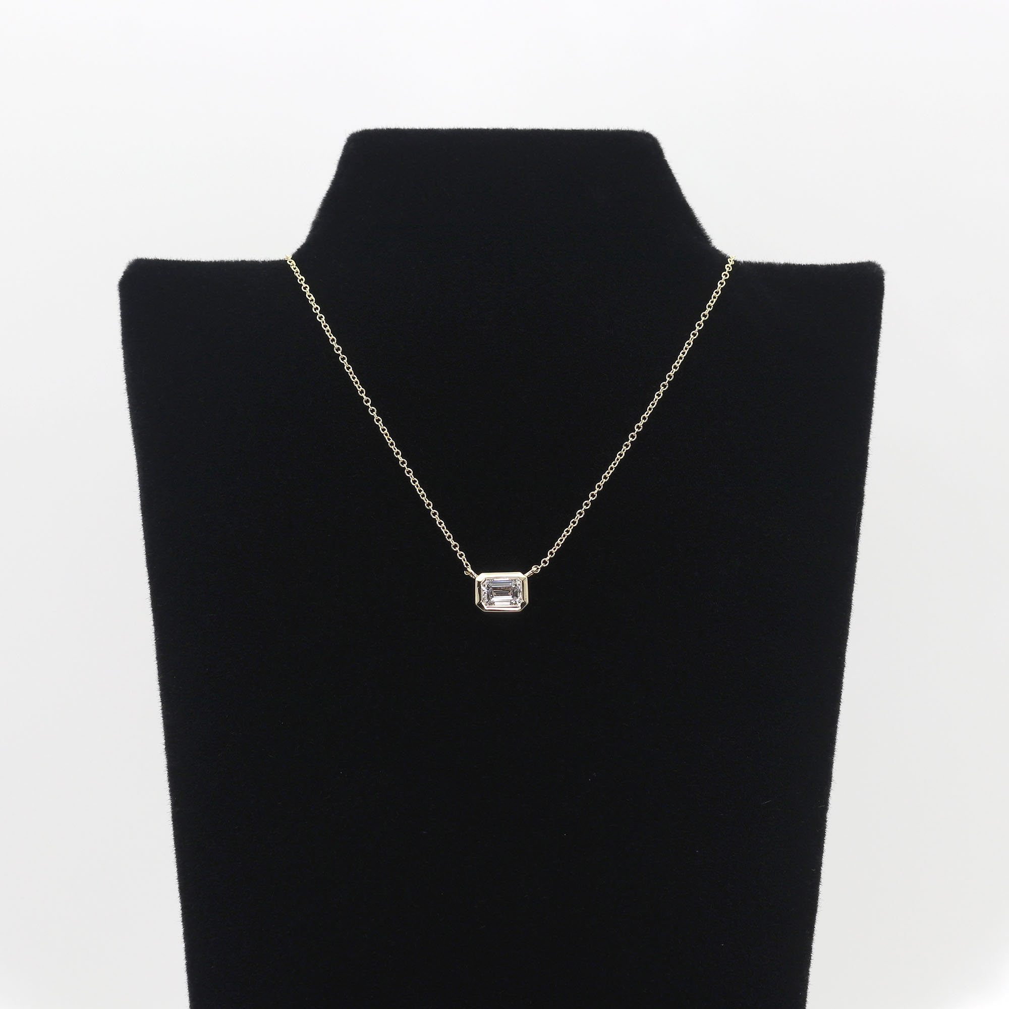 【BOSQUE】 Foret Bezel Lab Diamond Necklace Ver.1(14K) 14K-Gold-Round-Diamond-