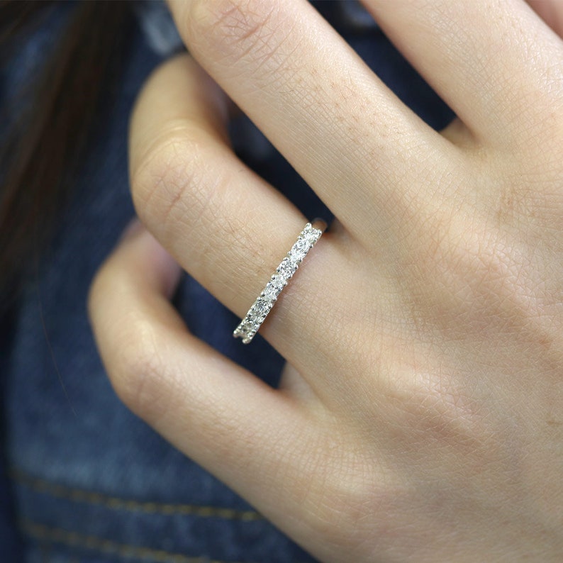 Diamond Wedding Band.half Eternity Diamond Ring.marquise Etsy