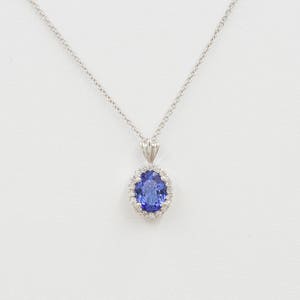 14K Oval Tanzanite Diamond Necklace / Diamond Necklace / Tanzanite Pendant / Tanzanite Necklace / White Gold / Women's Necklace image 1