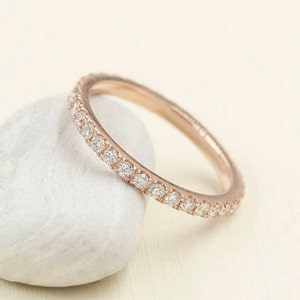 14K Diamond Full Eternity Wedding Band / Diamond Ring / Wedding Ring / Matching Band / Diamond Wedding Ring / Stacking Ring image 1