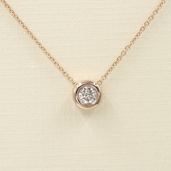 Diamond Bezel Necklace. Diamond Sliding Necklace for Women. Etsy