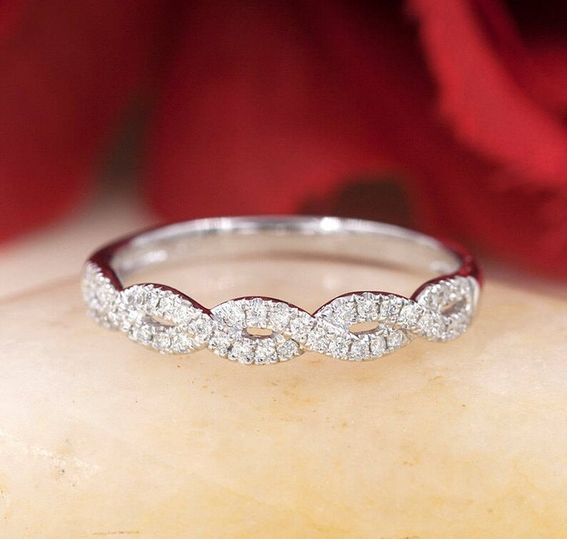 Twisted Diamond Band.diamond Wedding Band.0.23ct Real Natural Etsy