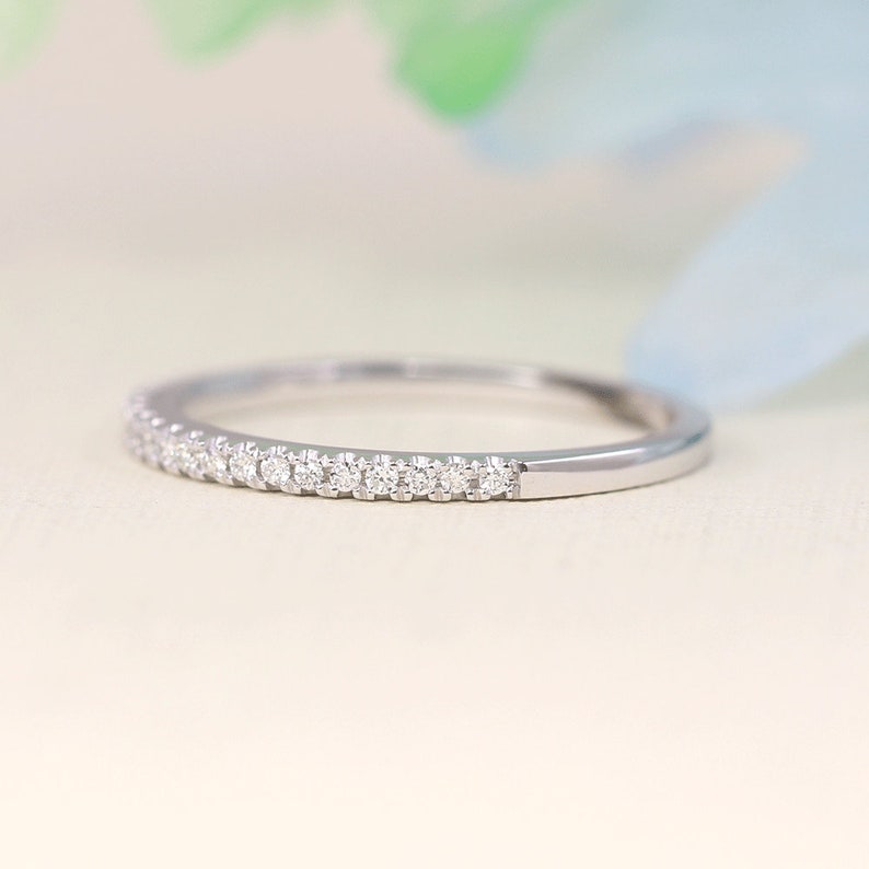 Diamond Wedding Band/half Eternity Band/14k Stacking Etsy