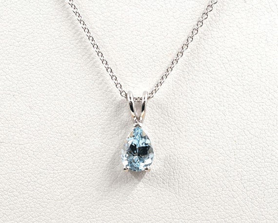 Aquamarine solitaire necklace sale