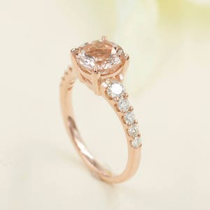 14K 2CT Morganite Diamond Engagement Ring / Rose Gold / Diamond Wedding Ring / Morganite Engagement Ring / Bridal Ring / Anniversary Ring image 2