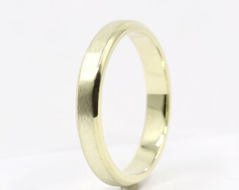 14K 3mm Wedding Band / White Gold / Plain Wedding Ring / Matchable Band Ring / Brushed finish Band / Stackable Ring