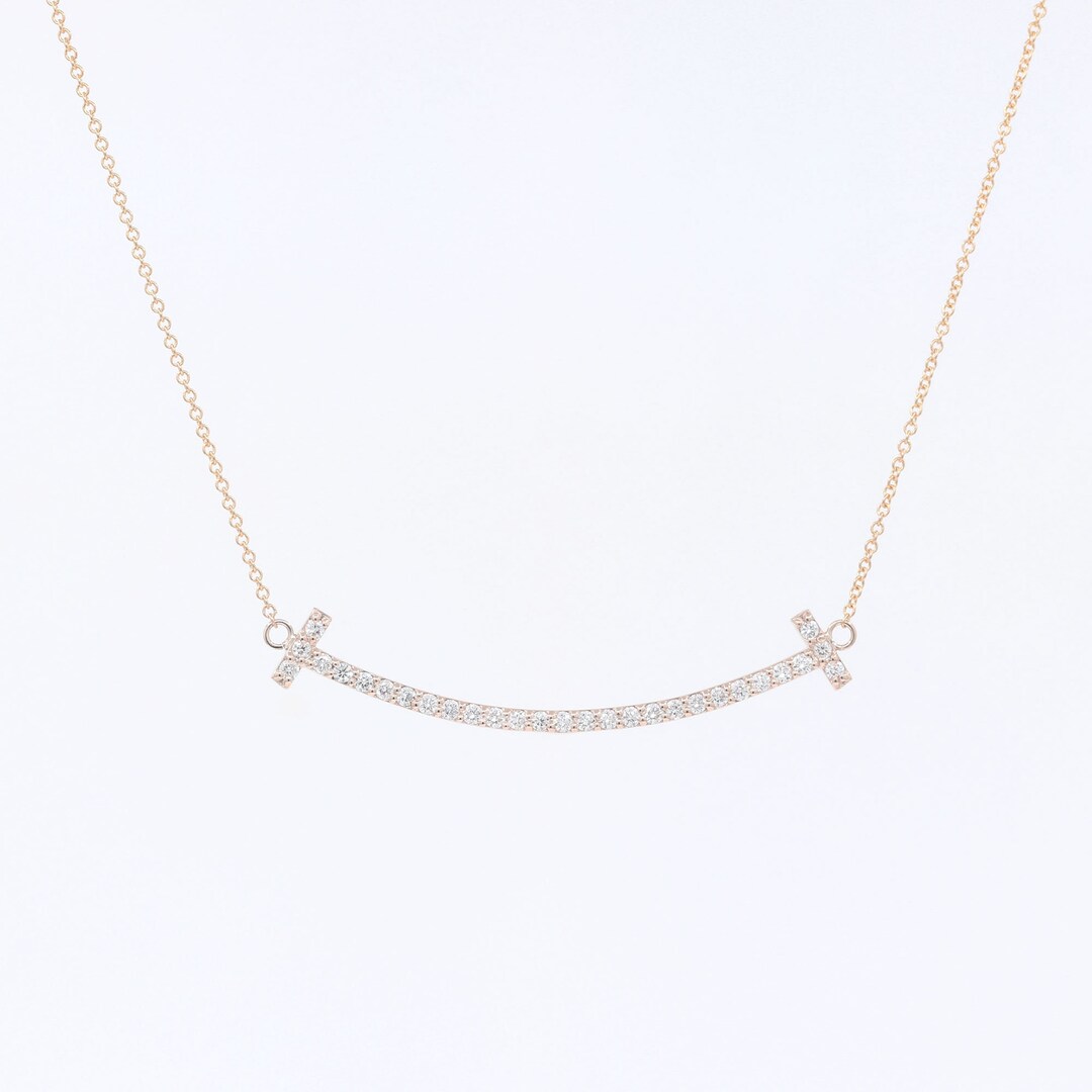 14K Diamond Curved Bar Necklace / Diamond Necklace / Diamond Bar