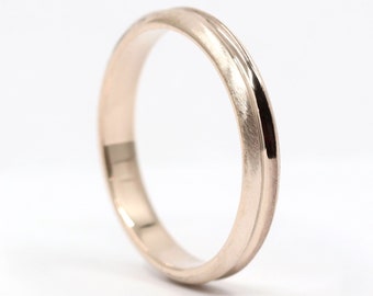 14K 3mm Wedding Band / Rose Gold / Couple Ring / Plain Wedding Band / Matchable Band Ring / Stackable Ring / Simple Wedding Band