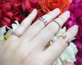 14K Yellow Gold Chain Ring Stackable Wedding Band Australia