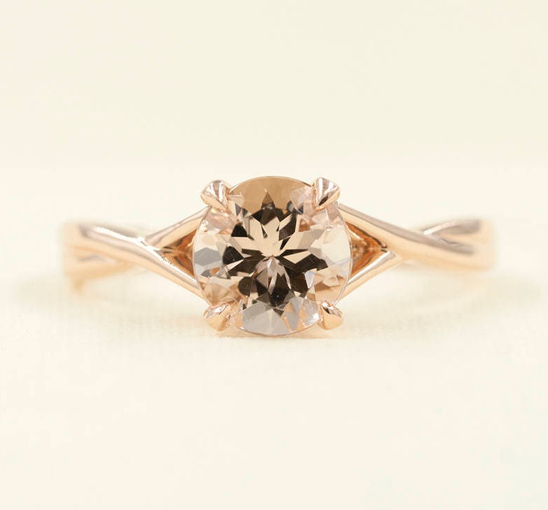 Morganite Engagement Ring.7mm Natural Morganite 14k Rose Gold | Etsy