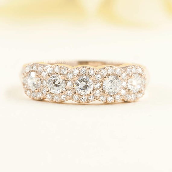 Diamond Halo Wedding Band.cluster Diamond Ring. Bridal Wedding | Etsy
