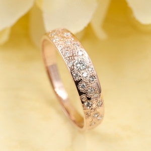 14K Vintage Diamond Wedding Band / Diamond Promise Ring / Diamond Wide Band / Diamond Wedding Ring / Unique Diamond Band / Wedding Ring image 9