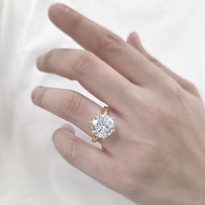 5.0ct Lab Grown Diamond Engagement Ring / 14k Solitaire Ring / Prong Set / IGI Certified Included