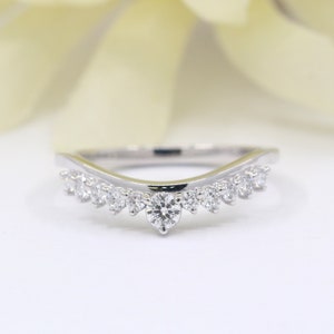 Diamond Wedding Band/Curved Wedding Band/Diamond Matching Band/14k White Gold,Yellow Gold,Rose Gold Wedding Ring/Women&#39;s Band/Diamond Ring