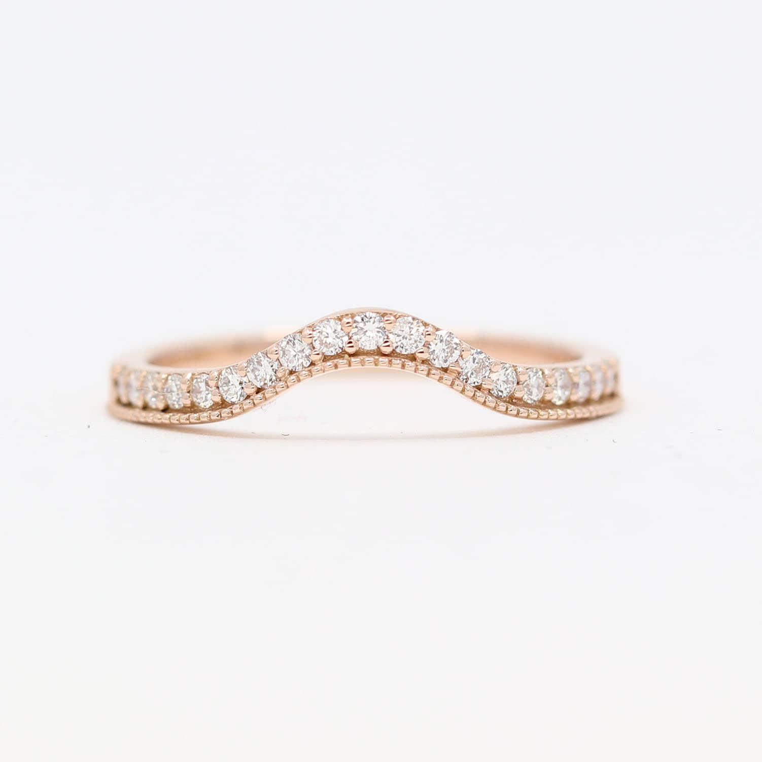 14K Gold Diamond Curved Wedding Band / Engagement Band Ring / 14k Diamond Ring / stackable Ring / Stacking Ring / Guard Ring for Women
