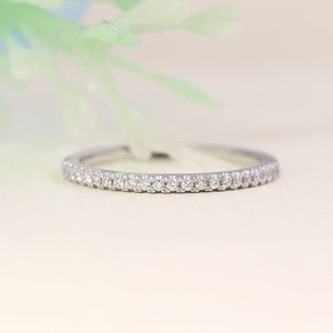 14K Diamond Half Eternity Wedding Band / Diamond Ring / Diamond Band / Stackable Ring / Wedding Band / Diamond Simple Band / Stacking Ring image 4