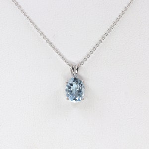 14K 1.2CT Aquamarine Solitaire Necklace / Aquamarine Necklace / Solitaire Necklace / Aquamarine Pendant / Simple Necklace / White Gold