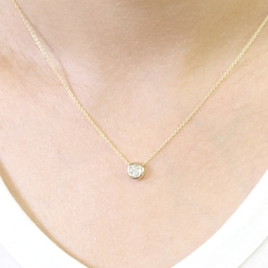 14K Diamond Bezel Necklace / Diamond Necklace / Diamond Solitaire Necklace / Diamond Bezel Pendant / Everyday Necklace / 14k Gold Necklace image 3