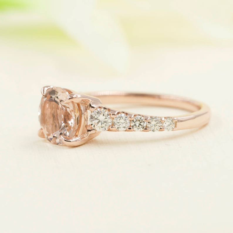 14K 2CT Morganite Diamond Engagement Ring / Rose Gold / Diamond Wedding Ring / Morganite Engagement Ring / Bridal Ring / Anniversary Ring image 3