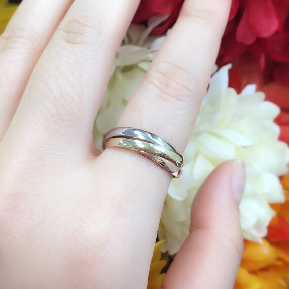 Tri color interlocking ring sale