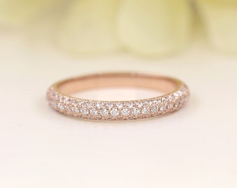 14K Diamond Wedding Band / 0.45CT Diamond Band / Diamond Ring / Matchable Band Ring / Stackable Ring / Rose Gold / Simple Diamond Ring