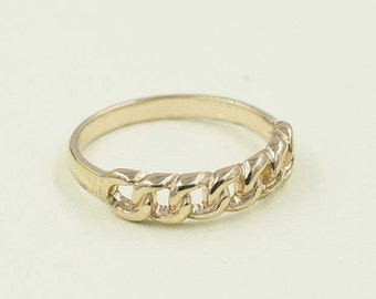 14K Chain Band / Chain Wedding Band / Yellow Gold / Chain Ring / Stackable Ring / Matchable Band Ring / Plain Band / Ring for Women