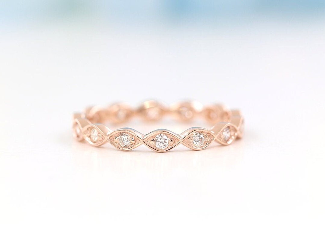 14K Diamond Full Eternity Wedding Band / Diamond Ring / Diamond Wedding ...