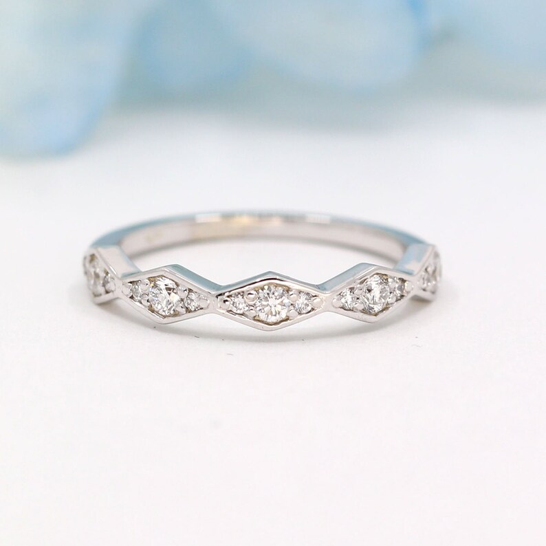 Solid 14k Diamond Wedding Band.half Eternity Band.diamond Etsy