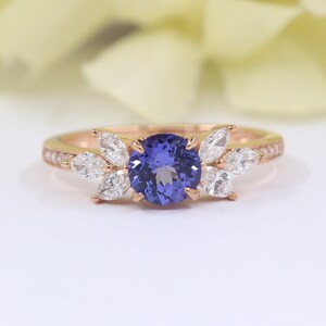 14K 1CT Tanzanite Diamond Bridal Ring / Tanzanite Wedding Ring / Diamond Bridal Ring / White Gold / Promise Ring / Tanzanite Wedding Ring