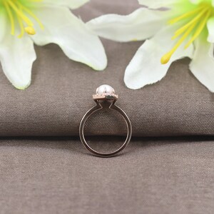 14K 1CT Natural Pearl Diamond Hexagon Wedding Ring / Pearl Engagement Ring / Diamond Wedding Ring / Rose Gold / Hexagon Ring / Promise Ring image 8