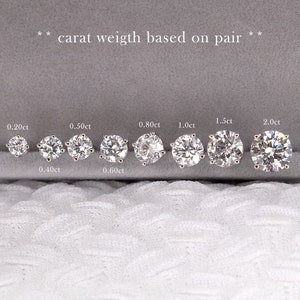 2.0ct pair 14K Gold Diamond Stud Earring / Lab Diamond Earring / Dainty Earring / Lab Grown Diamond Earring / 14K White Gold Earrings image 4