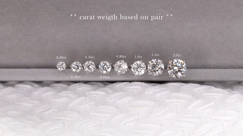 2.0ct pair 14K Gold Diamond Stud Earring / Lab Diamond Earring / Dainty Earring / Lab Grown Diamond Earring / 14K White Gold Earrings image 4