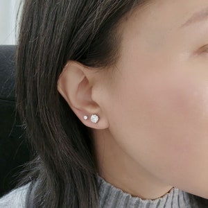 2.0ct pair 14K Gold Diamond Stud Earring / Lab Diamond Earring / Dainty Earring / Lab Grown Diamond Earring / 14K White Gold Earrings image 2