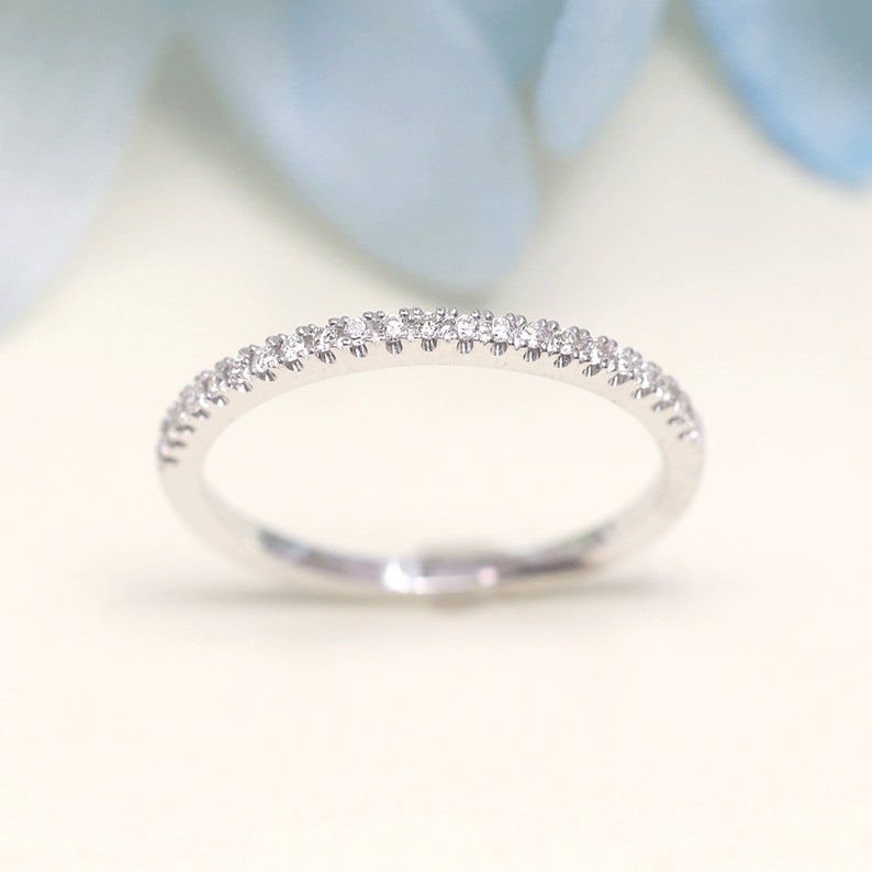 Diamond Wedding Band/half Eternity Band/14k Stacking Etsy