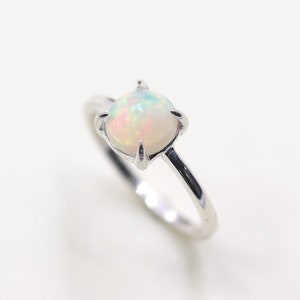 Bague de fiançailles en or rose 14 carats avec opale : bague de mariage solitaire de 1,5 carat