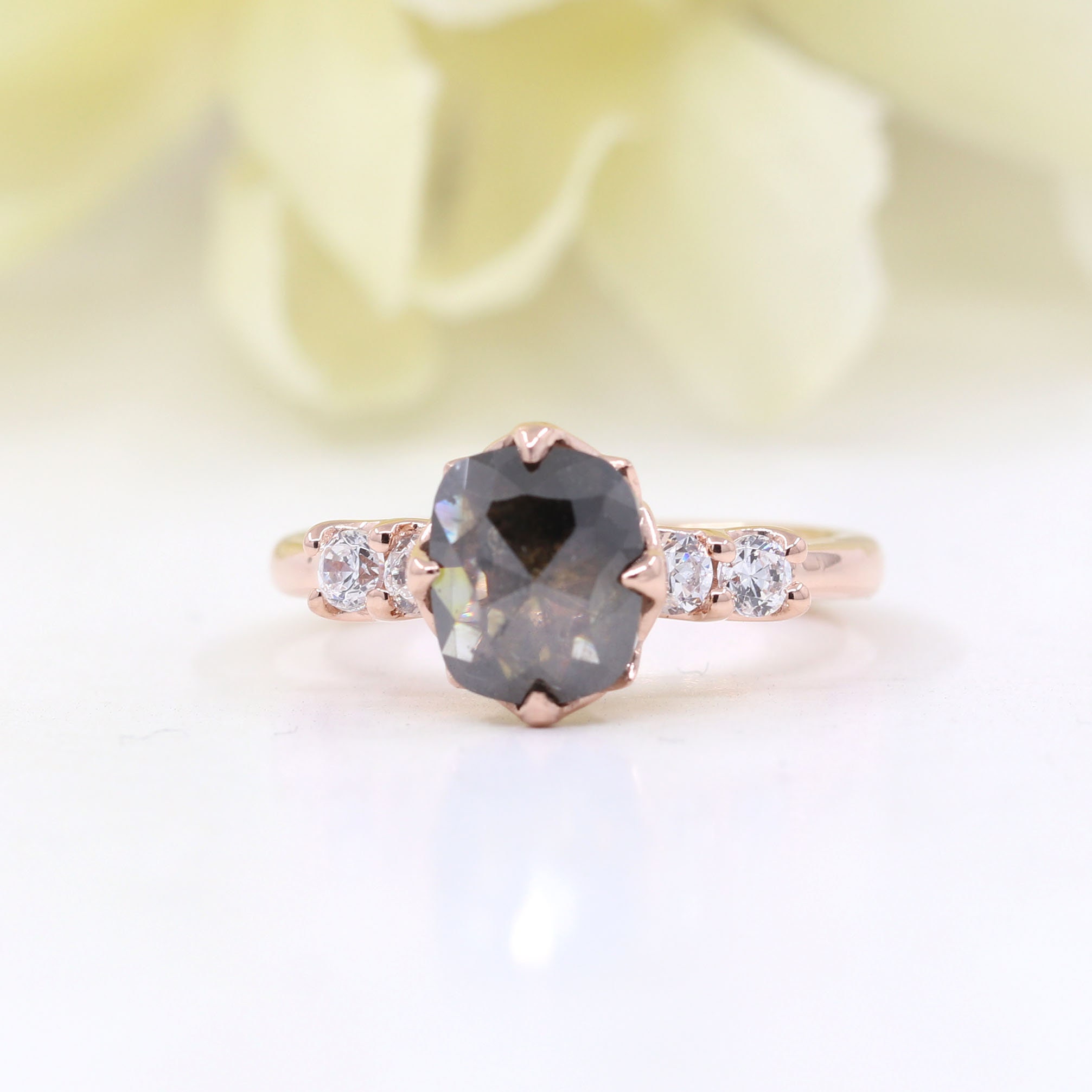 Salt and Pepper Diamond Ring.natural Diamond Bridal Ring | Etsy