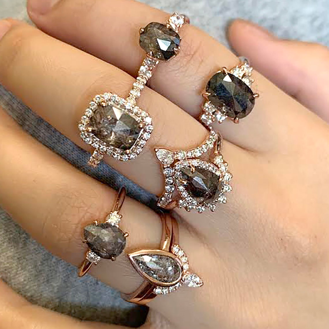 Salt and Pepper Engagement Ring. 0.34ct High Quality Diamond Etsy