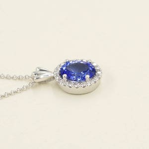 14K Oval Tanzanite Diamond Necklace / Diamond Necklace / Tanzanite Pendant / Tanzanite Necklace / White Gold / Women's Necklace image 4