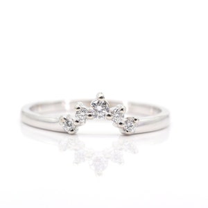 14K Diamond Curved Wedding Band: Handmade Nesting Bridal Ring