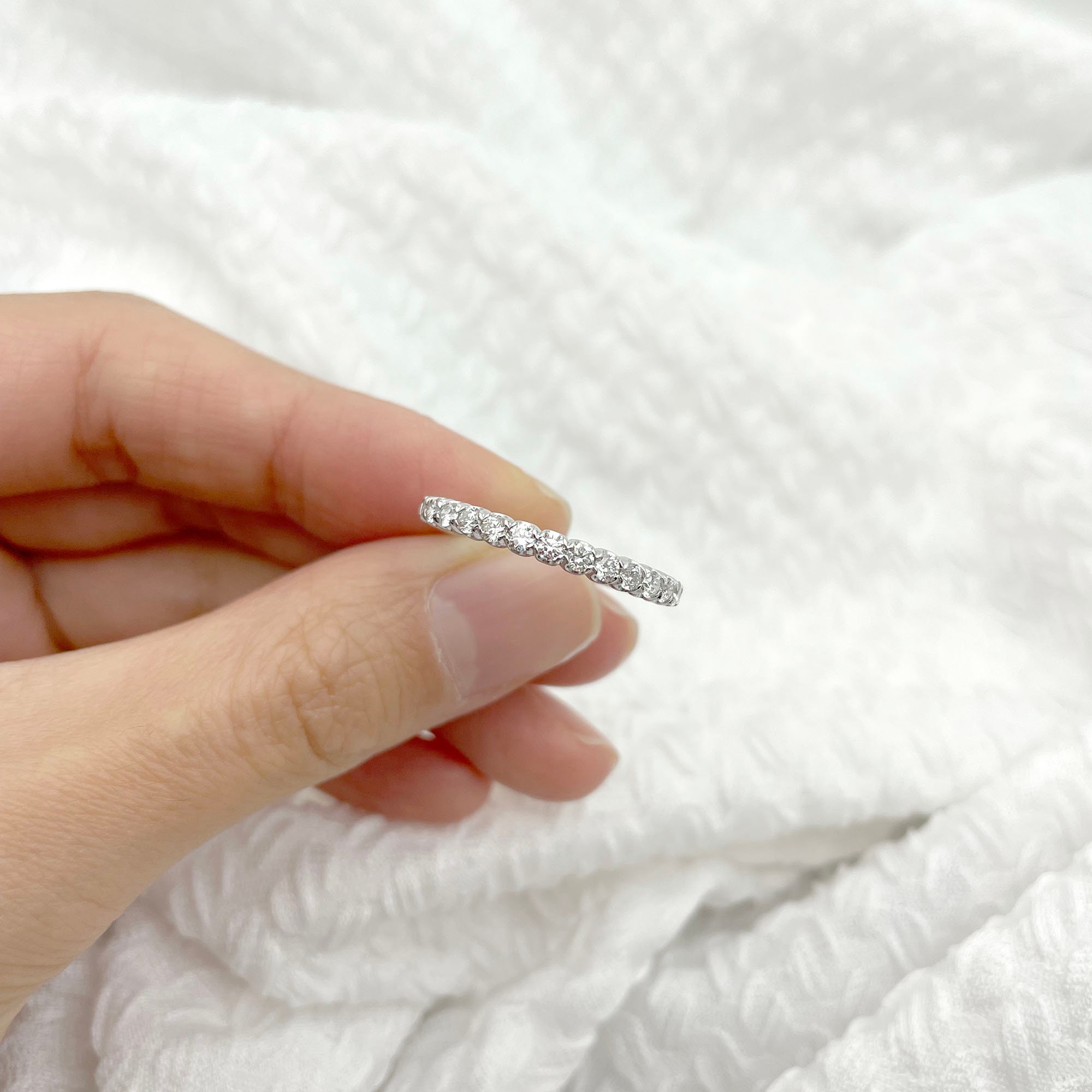 14K Gold Diamond Wedding Band: Half Eternity Stackable Ring - Etsy