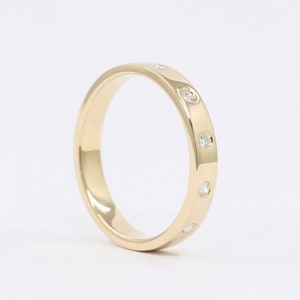 14K Diamond Bezel Wedding Band / Diamond Ring / Bezel Band / Diamond Wedding Ring / Matchable Band Ring / Stackable Ring / Yellow Gold image 3