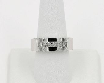 14K Weißgold Herren Diamant Kanal Ehering