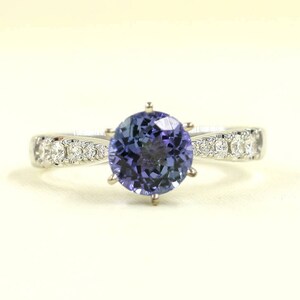 14K 1.3C Tanzanite Diamond Engagement Ring / Tanzanite Wedding Ring / Diamond Wedding Ring / White Gold / Tanzanite Bridal Ring