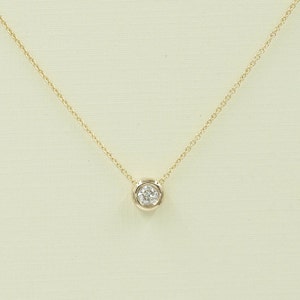 14K Diamond Bezel Necklace / Diamond Necklace / Diamond Solitaire Necklace / Diamond Bezel Pendant / Everyday Necklace / 14k Gold Necklace image 8